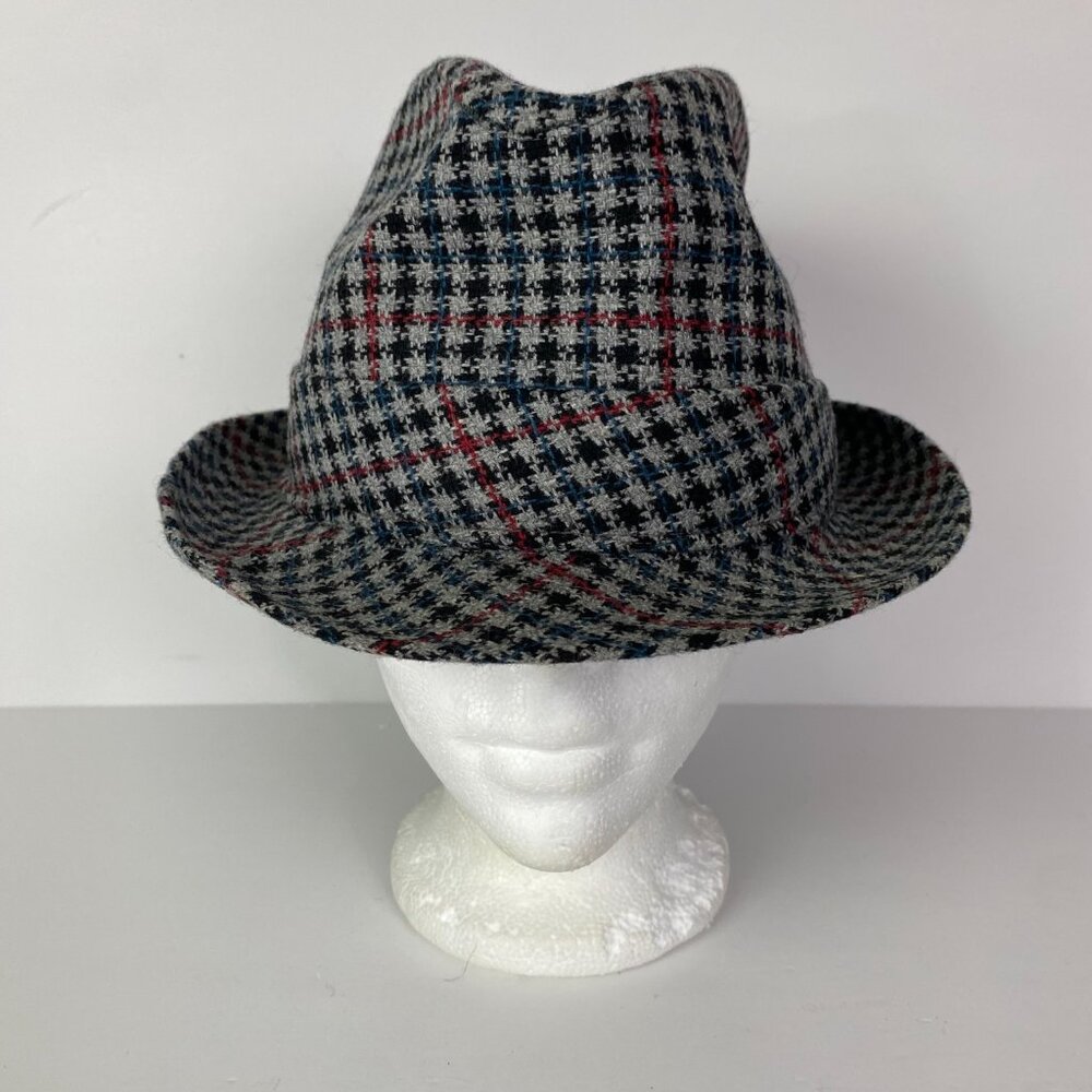 Vintage Biltmore Canada Houndstooth Tweed Fedora Hat Men's Size 7 1/4 Gray